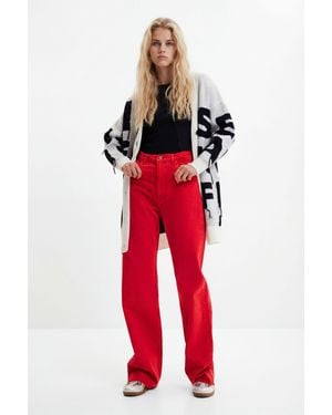 Desigual Straight Cropped Jeans, Cotton - Red