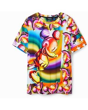 Desigual Multicolor Oversize Mickey Mouse T-Shirt, Cotton - White