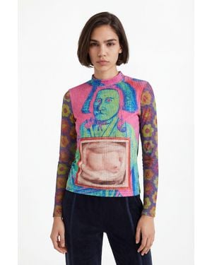 Desigual Slim Arty T-Shirt, Polyester - White