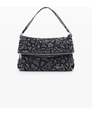 Desigual Medium Embroidered Bag, Cotton - Black
