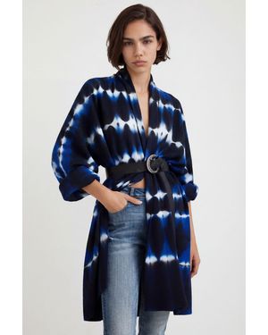 Desigual Open Knit Jacket Tie-Dye - Blue