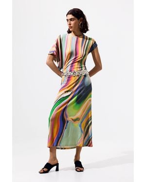 Desigual Long Wave Dress, Viscose - White