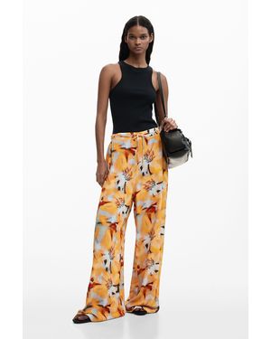 Desigual Flowy Floral Trousers, Viscose - Metallic