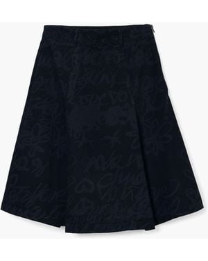 Desigual Skirt With Phrases Print By M. Christian Lacroix, Cotton - Blue