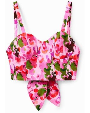 Desigual M. Christian Lacroix Short Corset Top, Cotton - Red
