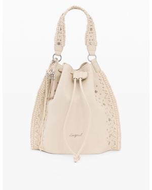 Desigual Embroidered Ruched Backpack, Polyurethane - Natural