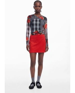 Desigual Suede Mini Skirt, Polyester - Red