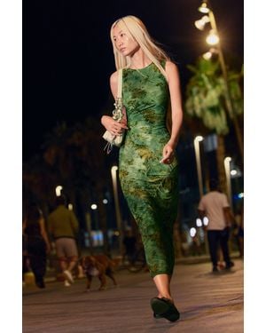 Desigual Flocked Midi Dress, Polyester - Green
