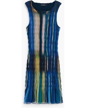 Desigual Square Neck Knit Dress, Polyester - Blue