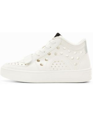 Desigual High-Top Hole Sneakers, Polyurethane - White