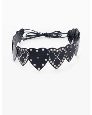 Desigual Studded Belt Hearts, Polyurethane - Blue