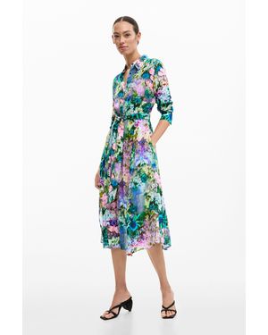 Desigual Shirt Dress Garden, Viscose - Blue