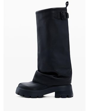 Desigual High Leather Boot, Cow Leather - Black