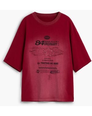 Desigual Gradient Printed T-Shirt, Cotton - Red