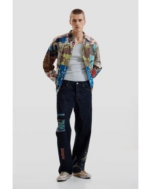 Desigual Oriental Printed Jeans, Cotton - Blue