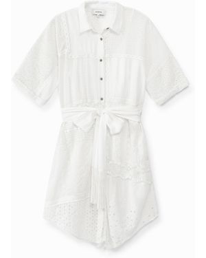 Desigual Vestido Camisero Estilo Ibicenco - Blanco