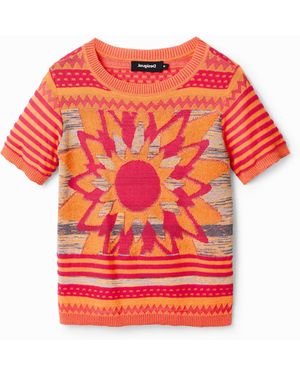 Desigual Knit Flower T-Shirt - Red
