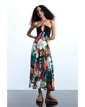 Desigual Long Tropical Dress, Viscose - White