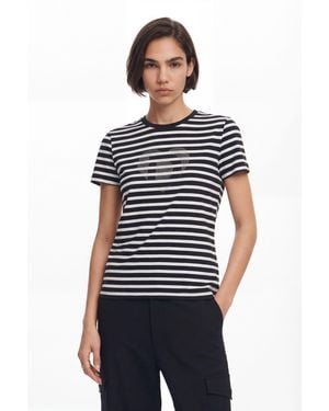 Desigual Striped Heart T-Shirt, Cotton - White
