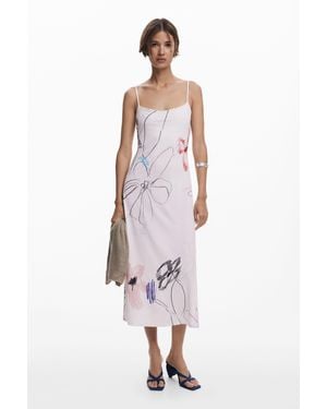 Desigual 2-In-1 Brushstroke Dress - White