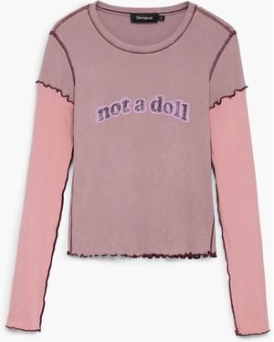 Desigual T-Shirt Not A Doll, Cotton - Pink