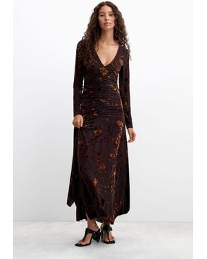 Desigual Midi Knit Dress, Polyester - Brown