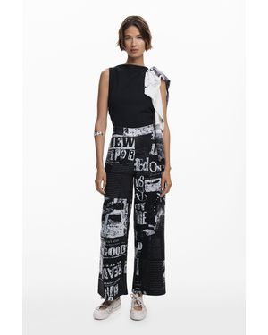Desigual Mono Combinado Periódico, Mujer, Negro
