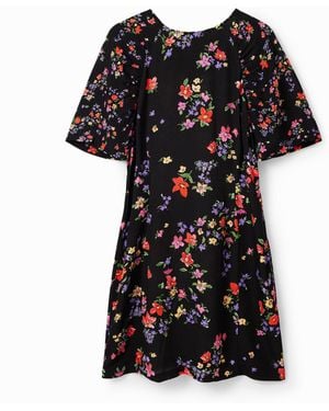 Desigual Short Floral Dress, Viscose - Black