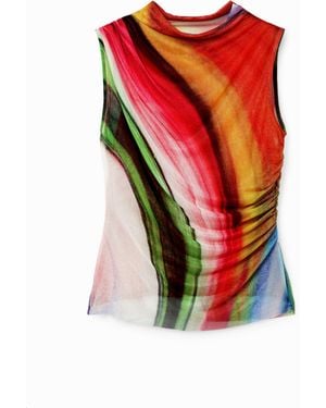 Desigual Shirt Tüll Wellen, Polyester - Rot