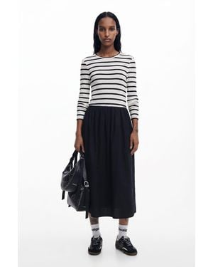 Desigual Combined Midi Dress - White