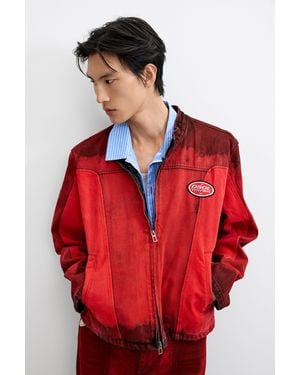 Desigual Two-Tone Racing Jacket, Cotton - Red