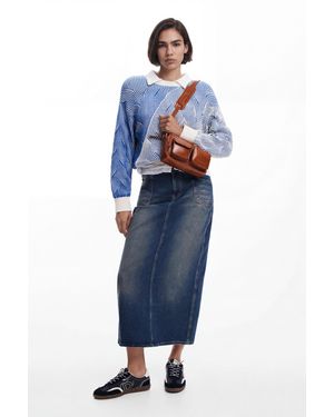 Desigual Denim Midi Skirt, Cotton - Blue