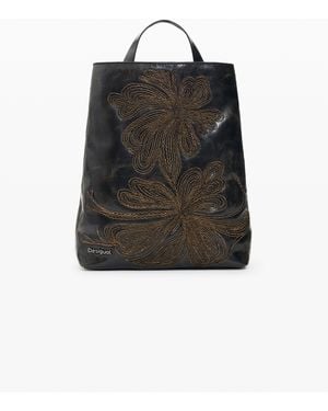 Desigual Small Embroidered Backpack, Polyurethane - Black