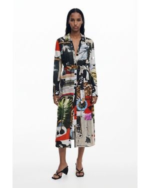 Desigual Long Crepe Shirt Dress - White