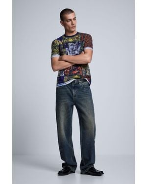 Desigual Embroidered Denim Trousers, Cotton - Blue