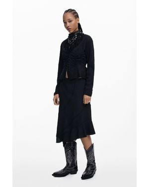 Desigual Asymmetric Texture Skirt, Polyester - Black