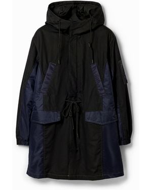 Desigual Patchwork Hooded Parka, Polyester - Black