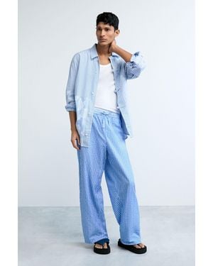 Desigual Long Striped Pants, Cotton - Blue