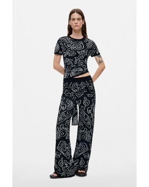 Desigual Printed Knit Trousers - Blue