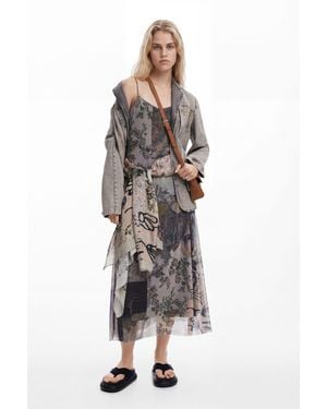 Desigual Printed Tulle Dress, Polyester - White
