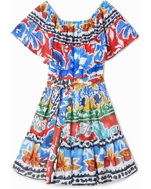 Desigual Kurzes Ethno-Kleid Stella Jean - Blau