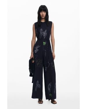 Desigual Floral Palazzo Jumpsuit - Blue