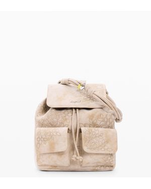 Desigual Small Embroidered Backpack, Polyurethane - Natural