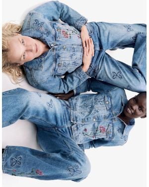 Desigual Embroidered Denim Jacket 100% Cotton, Cotton - Blue