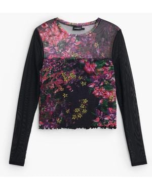 Desigual Flower T-Shirt, Polyester - Red