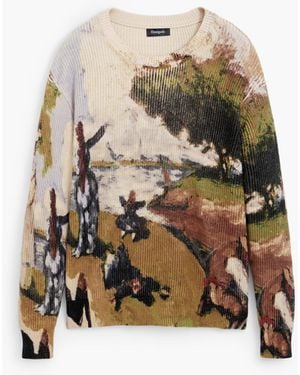 Desigual Oversized Landschaftspullover - Weiß