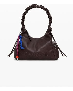 Desigual Medium 3D Logo Bag With Ruched Handle - Black