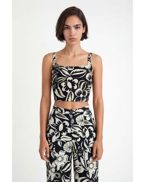 Desigual Floral Crop Top With Straps - White