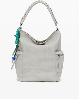 Desigual Large Logo Faux Leather Backpack - Grey