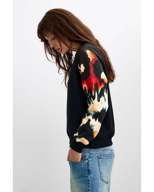 Desigual Printed Sleeve Sweatshirt 100% Cotton, Cotton - Black